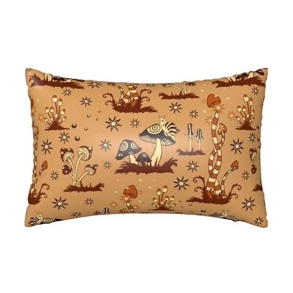 KLL Brown Mushrooms Pattern Silk Pillowcase for Hair and Skin Standard Size 20"X 30" Soft Breathable Pillow Covers for Sleeping
