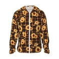thumbnail image 1 of KLL Brown Plaid Sunflower Print Men's Women’s UPF 50+ Sun Protection Outdoor Hoodie Jacket Long Sleeve Fishing Hiking Performance Shirt-Large, 1 of 5