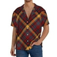 thumbnail image 1 of KLL Buffalo Check Plaid Print Men's Shirt Short Sleeve Button Down Summer Cuba Beach Shirts- Medium, 1 of 5