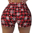 thumbnail image 1 of KLL Buffalo Plaid Snowflakes Pattern Workout Shorts for Women Scrunch Short Gym Yoga Running Sport Active Exercise Fitness Shorts, 1 of 5