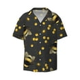 thumbnail image 1 of KLL Bumblebee Print Men's Shirt Short Sleeve Button Down Summer Cuba Beach Shirts- Small, 1 of 7