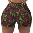 thumbnail image 1 of KLL Burgundy Peony Flowers Pattern Workout Shorts for Women Scrunch Short Gym Yoga Running Sport Active Exercise Fitness Shorts, 1 of 5