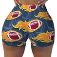 thumbnail image 1 of KLL Burning Rugby Balls Pattern Workout Shorts for Women Scrunch Short Gym Yoga Running Sport Active Exercise Fitness Shorts, 1 of 8