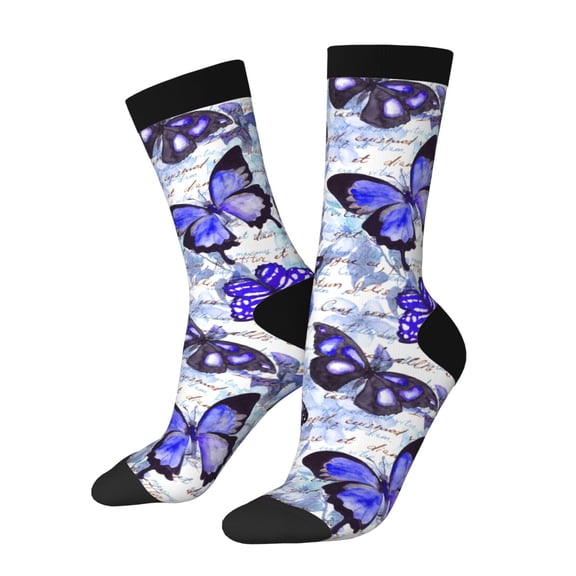 KLL Butterflies Print Cool Socks Men's Women's Crew Socks Funny Crazy Novelty Stockings