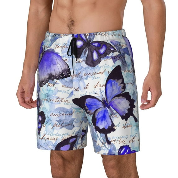 KLL Butterflies for Mens Swim Trunks Quick Dry Swim Shorts with Built-in Compression Liner Funny Swimwear Bathing Suits-Small
