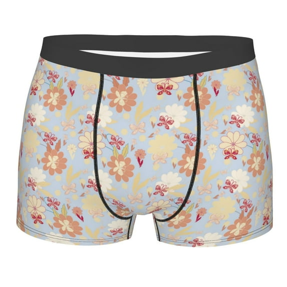 KLL Butterfly Flower Men's Cotton Boxer Briefs Underwear-Small