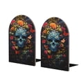 thumbnail image 1 of KLL Butterfly Flower Skull A Print Wood Book Ends for Shelves,1 Pair Wood Bookends Book Holder Stand Decorative, Book Stoppers for Heavy Duty Books CD File Video Games, 1 of 8