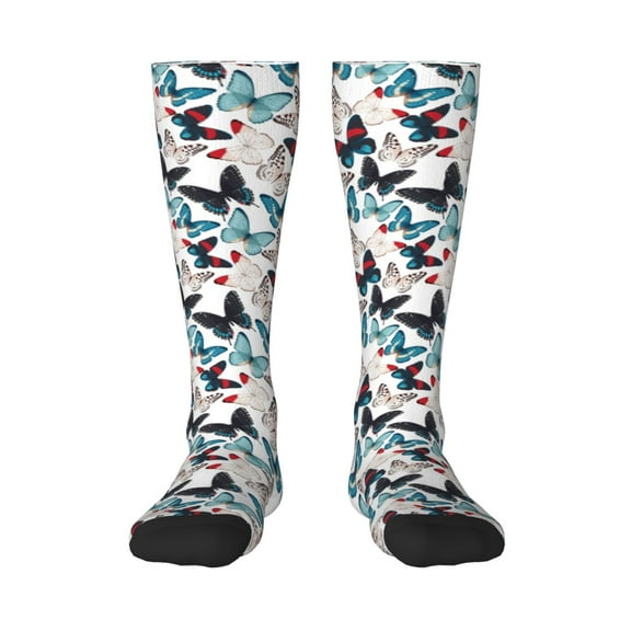 KLL Butterfly Print Cool Socks Men's Women's Crew Socks Funny Crazy Novelty Stockings