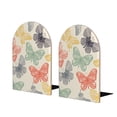 thumbnail image 1 of KLL Butterfly Print Wood Book Ends for Shelves,1 Pair Wood Bookends Book Holder Stand Decorative, Book Stoppers for Heavy Duty Books CD File Video Games, 1 of 8