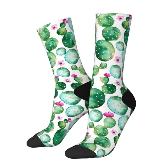KLL Cactus Plants Print Cool Socks Men's Women's Crew Socks Funny Crazy Novelty Stockings