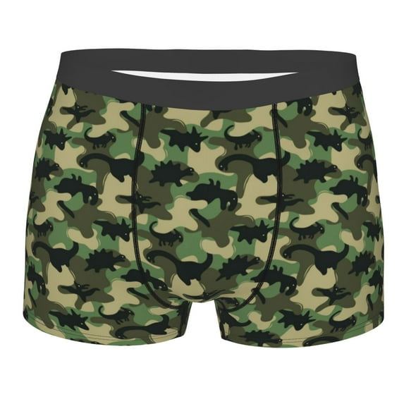 KLL Camouflage Dinosaur Men's Cotton Boxer Briefs Underwear-