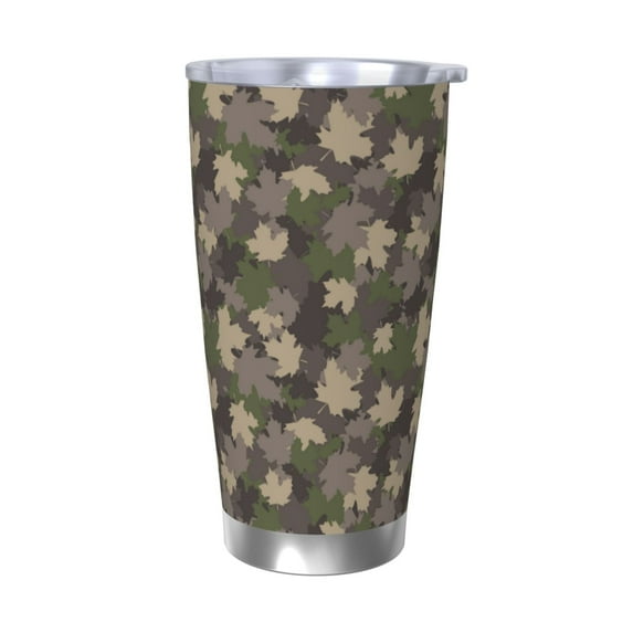 KLL Camouflage maple Print 40oz Stainless Steel Insulated Car Cup with Spillproof Lid - Keep Your Drink Hot or Cold on the Go-Without Straw