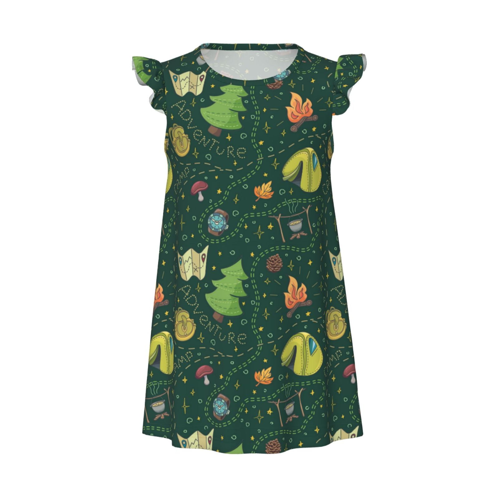 KLL Camp In The Forest Print Girls Nightgowns Pajamas for Girl