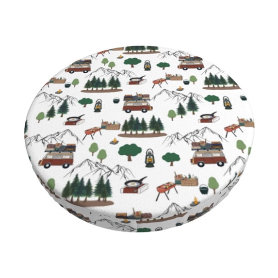 KLL Camping Caravan 2 Round Bar Chair Cushion Cover 12 inch ,Bar Stool Protector with Elastic, Soft Washable