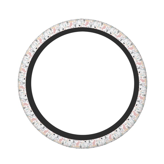 KLL Car Steering Wheel Cover, Universal 15 inch, Soft Elastic and Comfortable,Car Accessories Decorations-Fall Rabbit