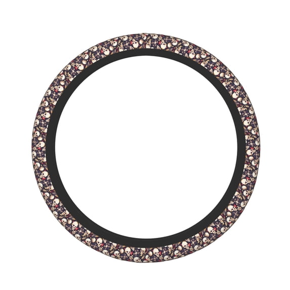 KLL Car Steering Wheel Cover, Universal 15 inch, Soft Elastic and Comfortable,Car Accessories Decorations-Guitar Skull record