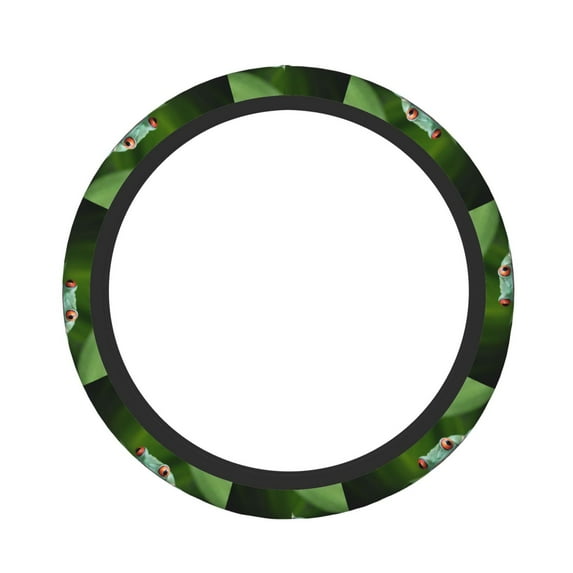 KLL Car Steering Wheel Cover, Universal 15 inch, Soft Elastic and Comfortable,Car Accessories Decorations Red-Eyed Tree Frog