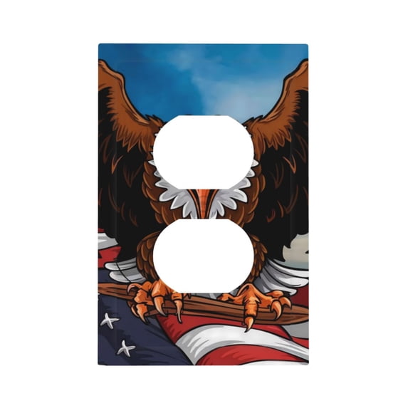 KLL Cartoon Bald Eagle USA Pattern Electrical Outlet Covers, 3" x 5" 1 Pack Electric Receptacle Plug Covers for Decorator Receptacle Outlet & Switch-Style S