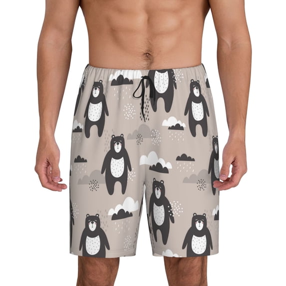KLL Cartoon Bear Brown for Men's 1-Pack Shorts,Sleep Pajama Shorts for Men Soft Pj Shorts Men's Pajama Bottoms Sleepwear -Large