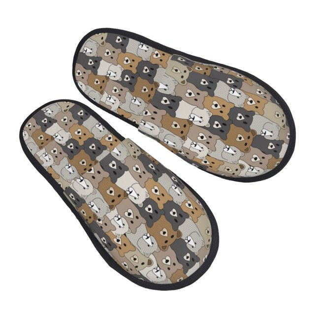 KLL Cartoon Bear Slippers for Women Men House Slip on Indoor Outdoor ...