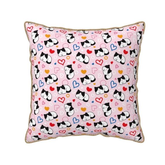 KLL Cartoon Cat And Heart Decorative Throw Pillow Covers Velvet Soft for Couch Sofa Bedroom Living Room Outdoor (No pillow core)- 18"x18"