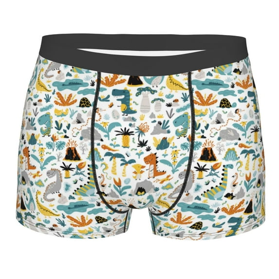 KLL Cartoon Dinosaur Men's Cotton Boxer Briefs Underwear-XX-Large