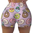 thumbnail image 1 of KLL Cartoon Donuts Pattern Workout Shorts for Women Scrunch Short Gym Yoga Running Sport Active Exercise Fitness Shorts, 1 of 8