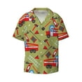 thumbnail image 1 of KLL Cartoon Fire Truck Print Men's Shirt Short Sleeve Button Down Summer Cuba Beach Shirts- 3X-Large, 1 of 7
