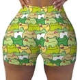 thumbnail image 1 of KLL Cartoon Frog Pattern Workout Shorts for Women Scrunch Short Gym Yoga Running Sport Active Exercise Fitness Shorts, 1 of 8