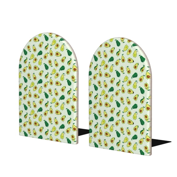 KLL Cartoon Fruit Print Wood Book Ends for Shelves,1 Pair Wood Bookends Book Holder Stand Decorative, Book Stoppers for Heavy Duty Books CD File Video Games