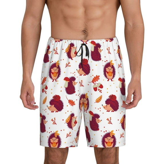 KLL Cartoon Hedgehogs for Men's 1-Pack Shorts,Sleep Pajama Shorts for Men Soft Pj Shorts Men's Pajama Bottoms Sleepwear -3X-Large