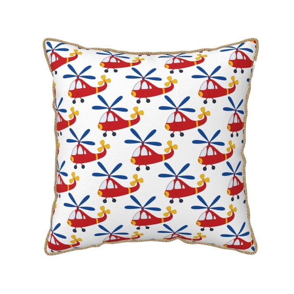 KLL Cartoon Helicopter Decorative Throw Pillow Covers Velvet Soft for Couch Sofa Bedroom Living Room Outdoor (No pillow core)- 16"x16"