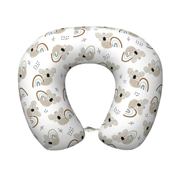 KLL Cartoon Koala Pattern Memory Foam Cervical Neck Pillow Versatile U-Shaped Pillows for Home/Office/Camping/Travelling/Soft Washable Cover