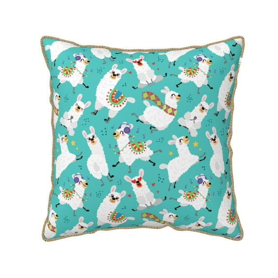 KLL Cartoon Llamas Decorative Throw Pillow Covers Velvet Soft for Couch Sofa Bedroom Living Room Outdoor (No pillow core)- 18"x18"