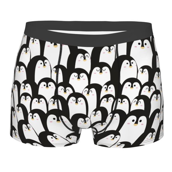 KLL Cartoon Penguin Men's Cotton Boxer Briefs Underwear-XX-Large