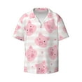 thumbnail image 1 of KLL Cartoon Pig Print Men's Shirt Short Sleeve Button Down Summer Cuba Beach Shirts- 4X-Large, 1 of 7