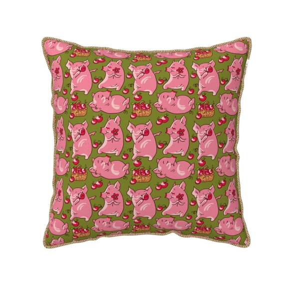KLL Cartoon Pigs Decorative Throw Pillow Covers Velvet Soft for Couch Sofa Bedroom Living Room Outdoor (No pillow core)- 16"x16"