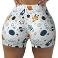 thumbnail image 1 of KLL Cartoon Planets Pattern Workout Shorts for Women Scrunch Short Gym Yoga Running Sport Active Exercise Fitness Shorts, 1 of 8