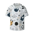 thumbnail image 1 of KLL Cartoon Planets Print Men's Shirt Short Sleeve Button Down Summer Cuba Beach Shirts- 4X-Large, 1 of 1