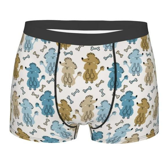 KLL Cartoon Poodle Dog Men's Cotton Boxer Briefs Underwear-Small