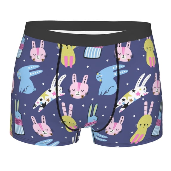 KLL Cartoon Rabbit Men's Cotton Boxer Briefs Underwear-Small