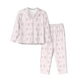 thumbnail image 1 of KLL Cartoon Rabbit Print Women's Long Sleeve Pajamas with Pants Sleepwear Loungewear 2 Set-Small, 1 of 7