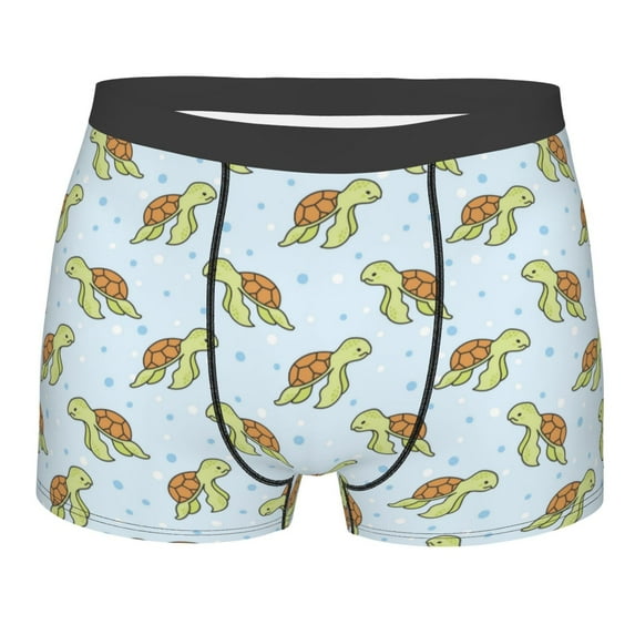 KLL Cartoon Sea Turtle Men's Cotton Boxer Briefs Underwear-Small