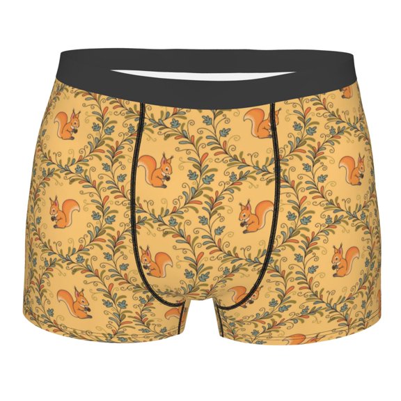 KLL Cartoon Squirrel Men's Cotton Boxer Briefs Underwear-X-Large