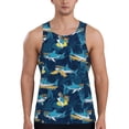 thumbnail image 1 of KLL Cartoon Surfer Sharks Print Men's Muscle Gym Workout Stringer Tank Tops Bodybuilding Fitness T-Shirts Tank Tops Men-XX-Large, 1 of 7