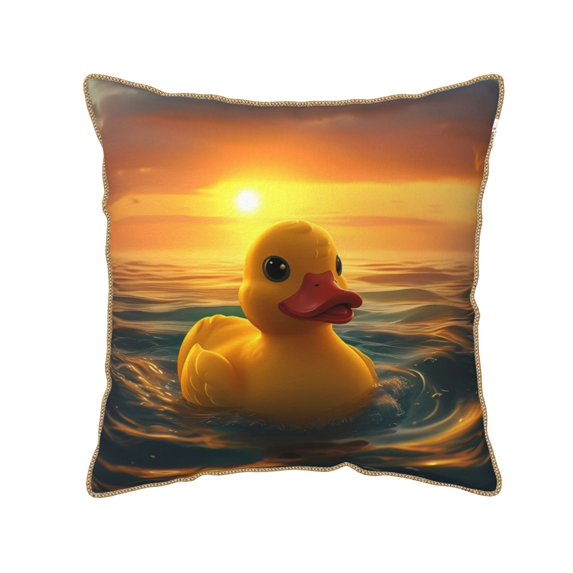 KLL Cartoon Swimming Yellow Duck Decorative Throw Pillow Covers Velvet Soft for Couch Sofa Bedroom Living Room Outdoor (No pillow core)- 20"x20"