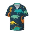 thumbnail image 1 of KLL Cartoon dinosaur Print Men's Shirt Short Sleeve Button Down Summer Cuba Beach Shirts- XX-Large, 1 of 7