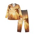 thumbnail image 1 of KLL Castle Cool Fire Dragon Sleepwear Mens Flannel Pajamas,Long Cotton Pj Set, 1 of 7