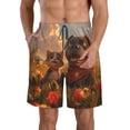 thumbnail image 1 of KLL Cat Dog Friendship Men's Casual Summer Beach Shorts Hawaiian Shorts with Pockets-Large, 1 of 5