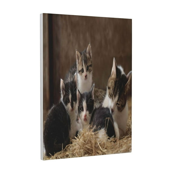 KLL Cat Family Print Farmhouse Canvas Wall Art,Wall Decorations For Living Room Office Canvas Wall Decor for Home Decorations, 12'×16’’